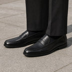 Formal Shoes Leather Slip-On Loafer Black – Side Angle View