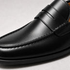 Formal Shoes Leather Slip-On Loafer Black – Fabric and Detail Close-Up
