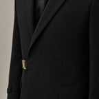 Blazer Half Lined Soft Suiting Black – Fabric and Detail Close-Up
