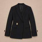 Blazer Half Lined Soft Suiting Black – Flat Lay Product Photo