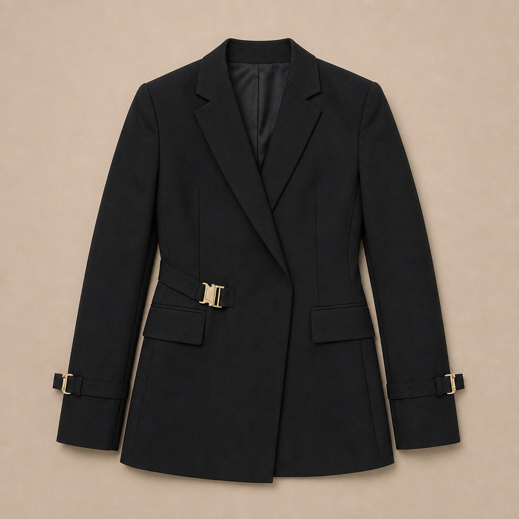 Blazer Half Lined Soft Suiting Black – Flat Lay Product Photo