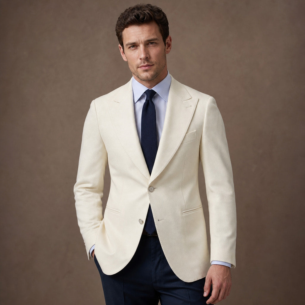 Blazer Half Lined Soft Suiting White – Product Photo