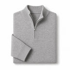 Quarter Zip Sweater Ribbed Knit Fine Gauge Gray – Product Photo