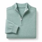 Quarter Zip Sweater Ribbed Knit Fine Gauge Mint Green – Product Photo
