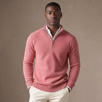 Quarter Zip Sweater Ribbed Knit Fine Gauge in Pink – Tarlano Premium Menswear