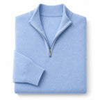 Quarter Zip Sweater Ribbed Knit Fine Gauge Sky Blue – Product Photo