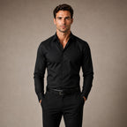 Dress Shirts Slim Fit Long Sleeve Formal Black – Product Photo