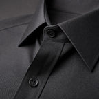 Dress Shirts Slim Fit Long Sleeve Formal Black Gray – Fabric and Detail Close-Up