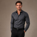 Dress Shirts Slim Fit Long Sleeve Formal Black Gray – Product Photo