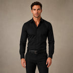 Dress Shirts Slim Fit Long Sleeve Formal in Black – Tarlano Premium Menswear