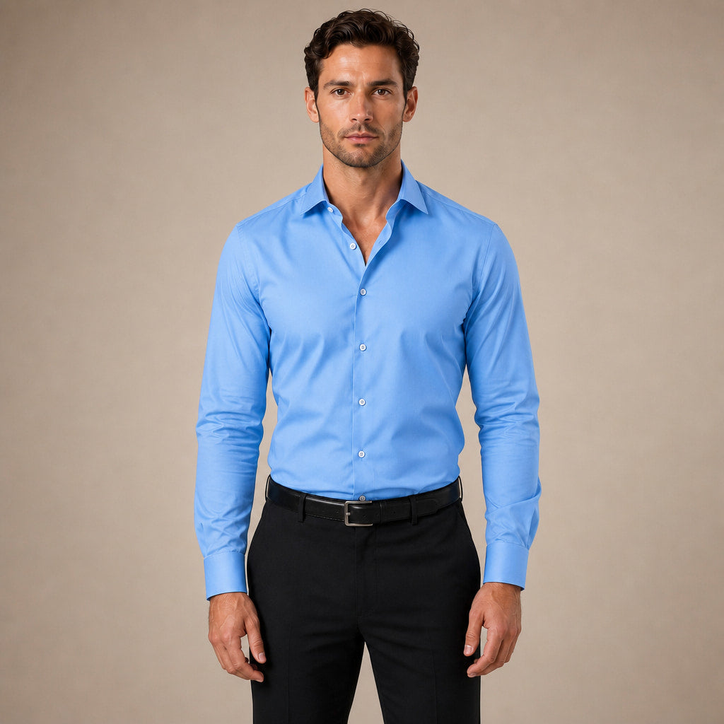 Dress Shirts Slim Fit Long Sleeve Formal in Light Blue – Tarlano Premium Menswear