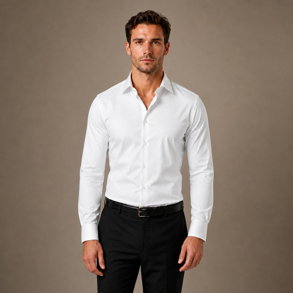 Dress Shirts Slim Fit Long Sleeve Formal in White – Tarlano Premium Menswear