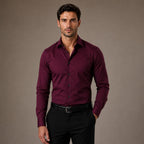 Dress Shirts Slim Fit Long Sleeve Formal in Wine Red – Tarlano Premium Menswear