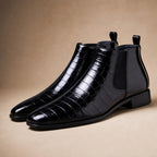 Chelsea Boot Croc Embossed Leather Black – Product Photo