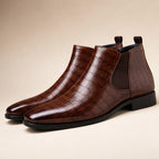 Chelsea Boot Croc Embossed Leather Dark Brown – Product Photo