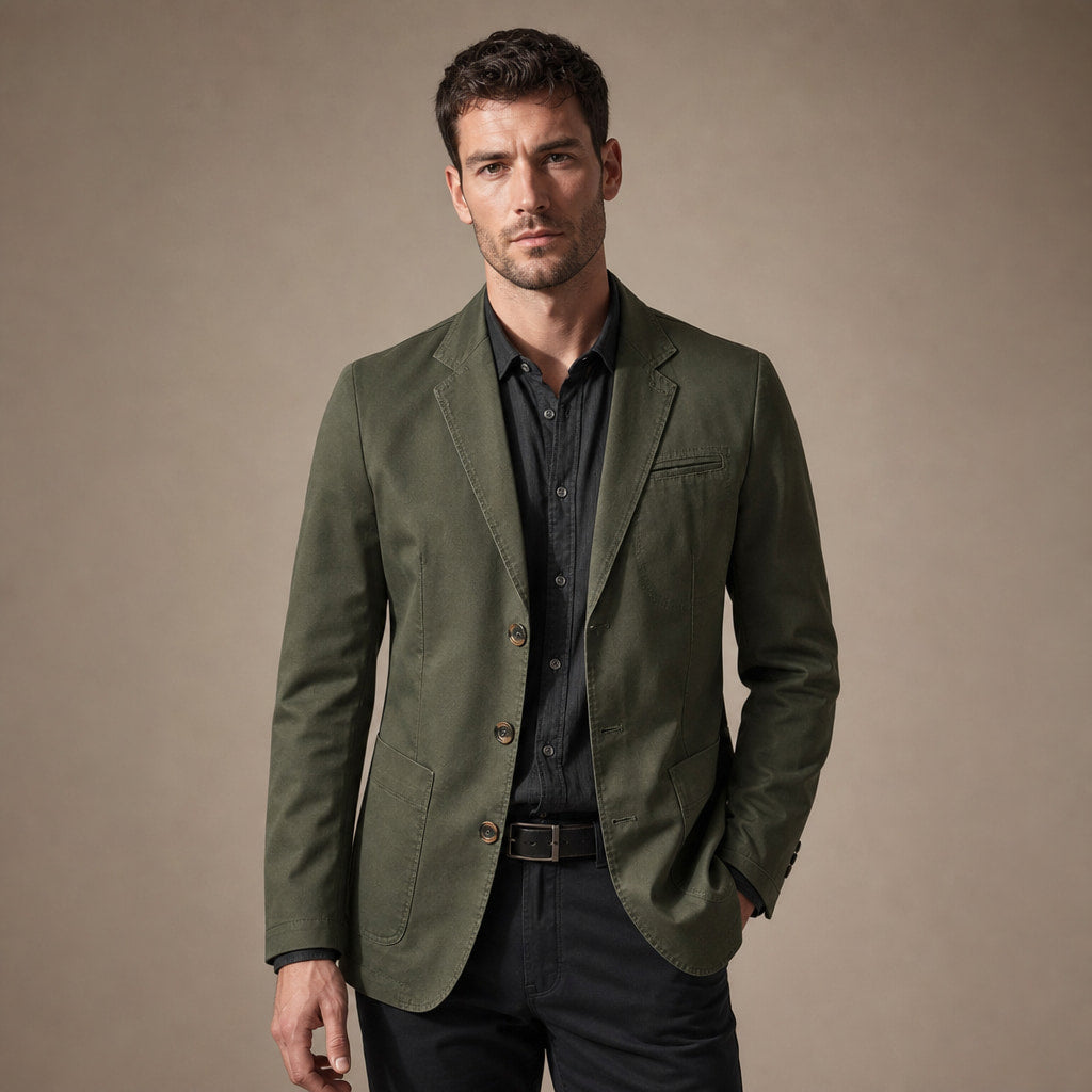 Blazer Cotton Structured Casual in Army Green – Tarlano Premium Menswear