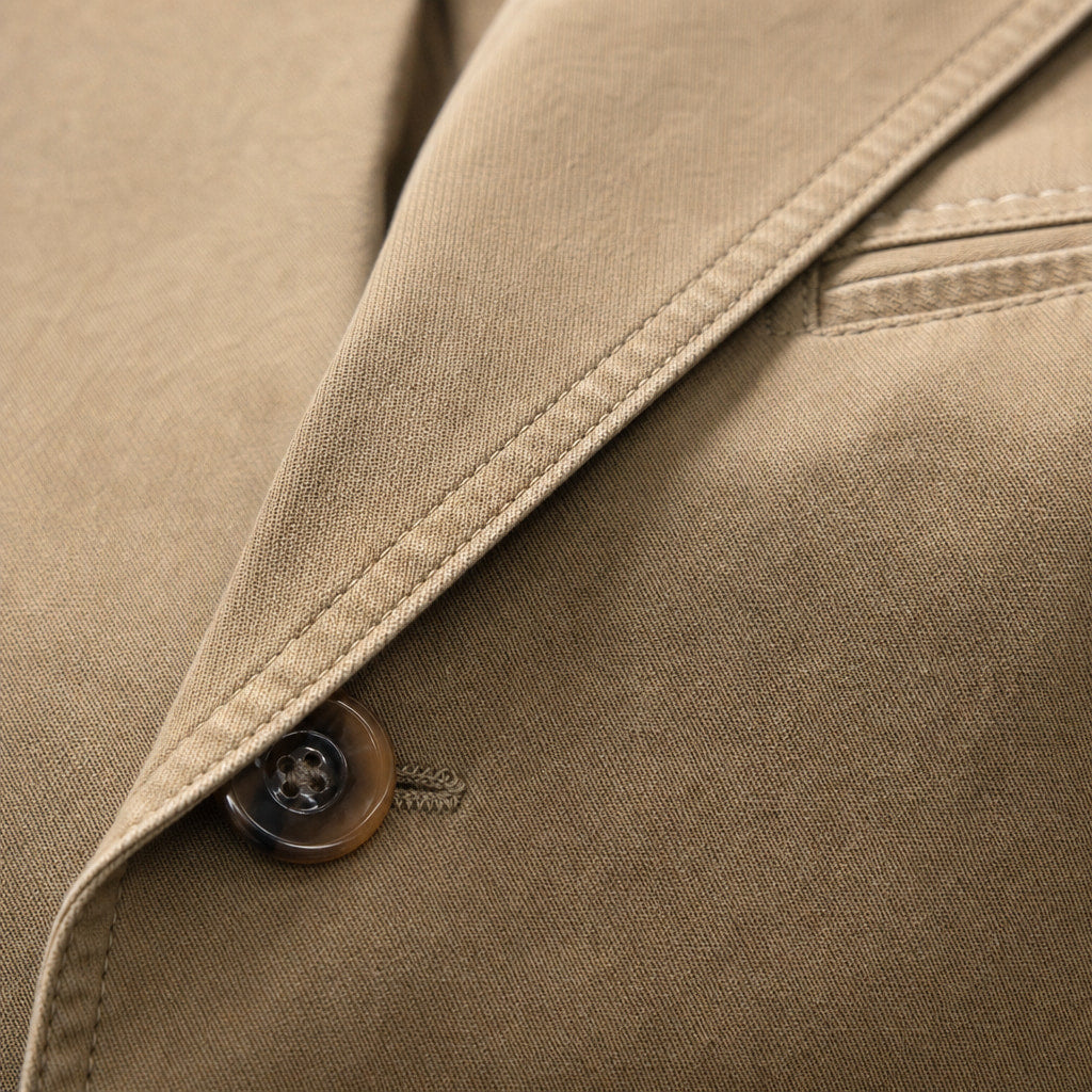 Blazer Cotton Structured Casual Khaki – Fabric and Detail Close-Up