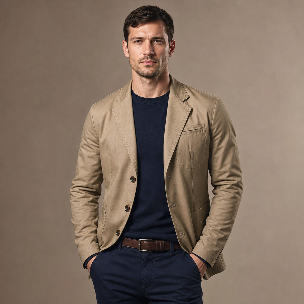 Blazer Cotton Structured Casual Khaki – Product Photo