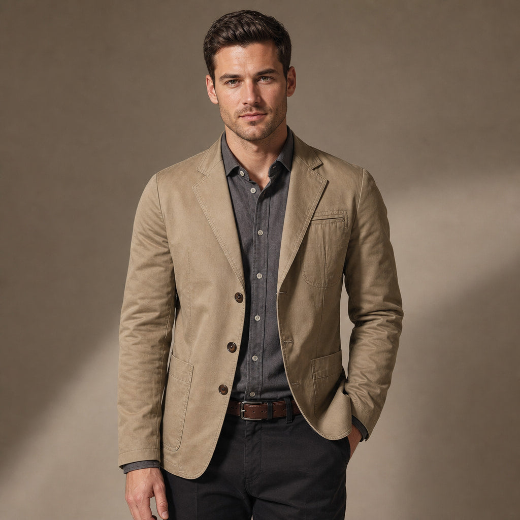Blazer Cotton Structured Casual in Khaki – Tarlano Premium Menswear