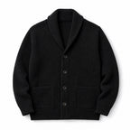 Cardigan Shawl Collar Button-Front Knit Black – Product Photo