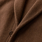 Cardigan Shawl Collar Button-Front Knit Brown – Fabric and Detail Close-Up