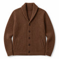 Cardigan Shawl Collar Button-Front Knit Brown – Product Photo