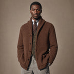 Cardigan Shawl Collar Button-Front Knit in Brown – Tarlano Premium Menswear
