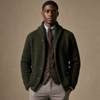 Cardigan Shawl Collar Button-Front Knit in Dark Green – Tarlano Premium Menswear