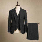 Herringbone Waistcoat Tweed Classic Fit Black – Product Photo