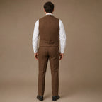 Herringbone Waistcoat Tweed Classic Fit Brown – Side Angle View