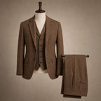 Herringbone Waistcoat Tweed Classic Fit Brown – Product Photo