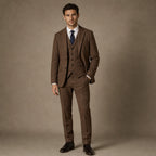 Herringbone Waistcoat Tweed Classic Fit in Brown – Tarlano Premium Menswear