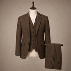 Herringbone Waistcoat Tweed Classic Fit Coffee – Product Photo