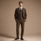 Herringbone Waistcoat Tweed Classic Fit in Coffee – Tarlano Premium Menswear