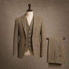 Herringbone Waistcoat Tweed Classic Fit Khaki – Product Photo