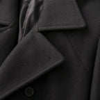 Bestowed Black Double-Breasted Wool Pea coat For Men Black – Fabric and Detail Close-Up