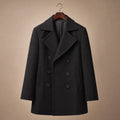 Bestowed Black Double-Breasted Wool Pea coat For Men Black – Product Photo