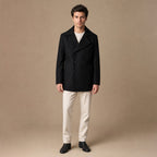 Bestowed Black Double-Breasted Wool Pea coat For Men in Black – Tarlano Premium Menswear