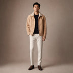 Biscotti Beige Suede Leather Trucker Jacket For Men Beige – Full Look
