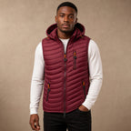 Windproof Puffer Vest Lightweight Sleeveless in Dark Red – Tarlano Premium Menswear