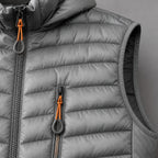 Windproof Puffer Vest Lightweight Sleeveless Silver – Fabric and Detail Close-Up