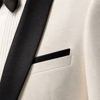 Tuxedo Suit Shawl Lapel White White – Fabric and Detail Close-Up