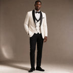 Tuxedo Suit Shawl Lapel White White – Full Look