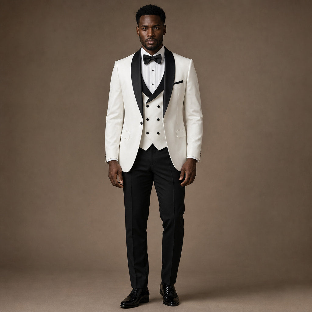 Tuxedo Suit Shawl Lapel White in White – Tarlano Premium Menswear