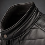 Quilted Leather Jacket Black Black – Fabric and Detail Close-Up