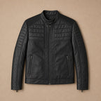 Quilted Leather Jacket Black Black – Flat Lay Product Photo