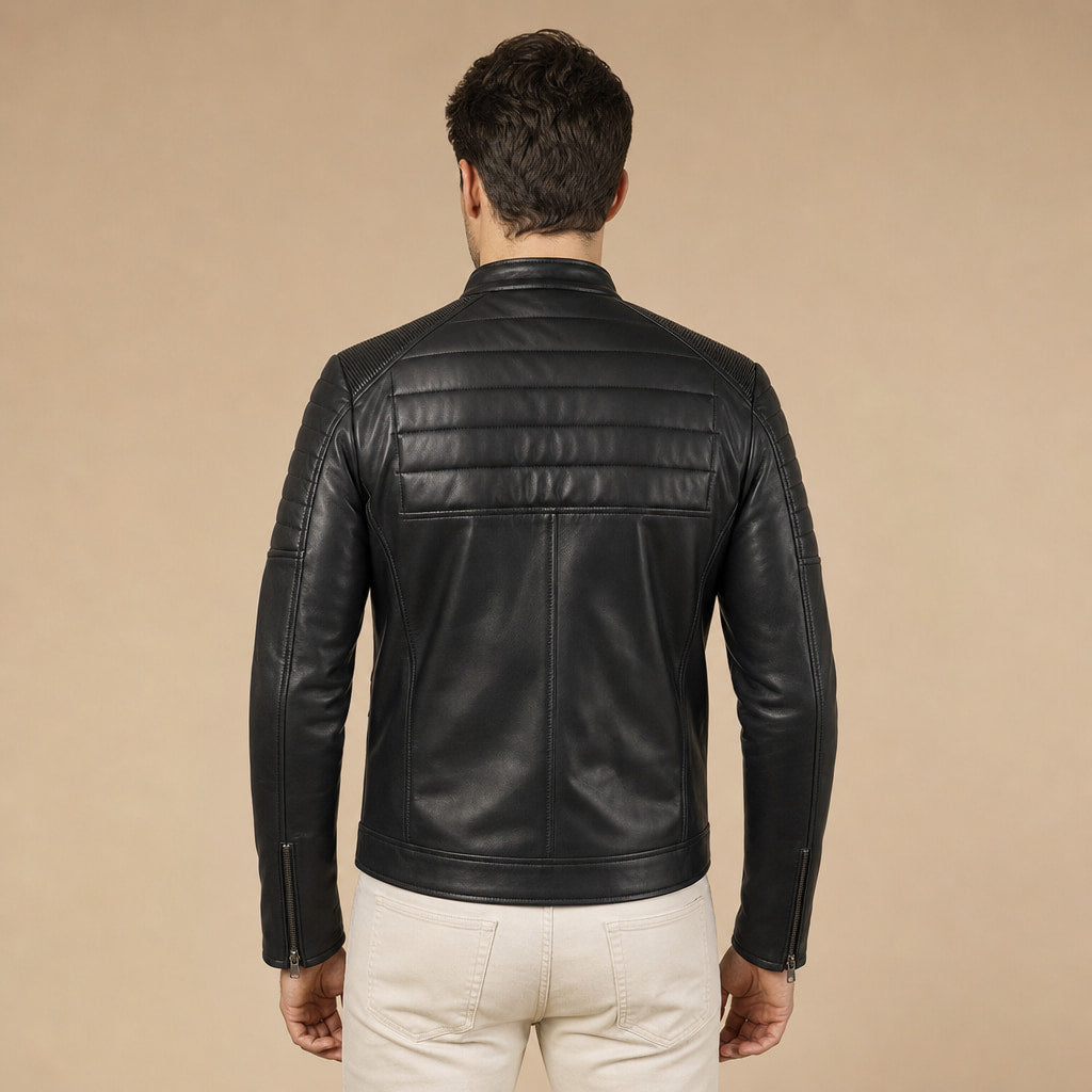 Quilted Leather Jacket Black Black – Full Look