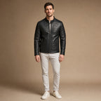 Quilted Leather Jacket Black in Black – Tarlano Premium Menswear