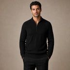 Quarter Zip Sweater Knit Pullover in Black – Tarlano Premium Menswear
