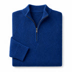Quarter Zip Sweater Knit Pullover Blue – Product Photo